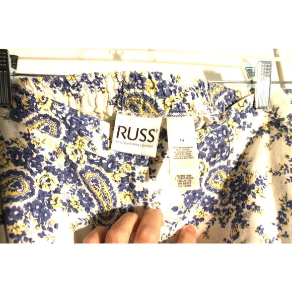 Russ by Liz Claiborne Blue Paisley Print Linen Blend Crop Pants sz 14 NWT - Picture 4 of 4